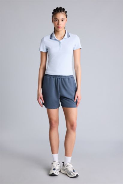 Slım Fıt Polo Yaka Sporcu Pike Kısa Kollu Polo Tişört