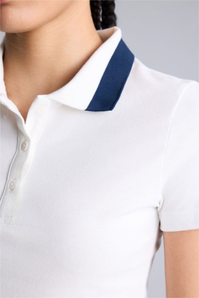 Slım Fıt Polo Yaka Sporcu Pike Kısa Kollu Polo Tişört