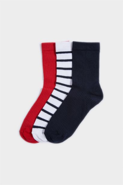 Kadın 3'lü Pamuklu Uzun Çorap