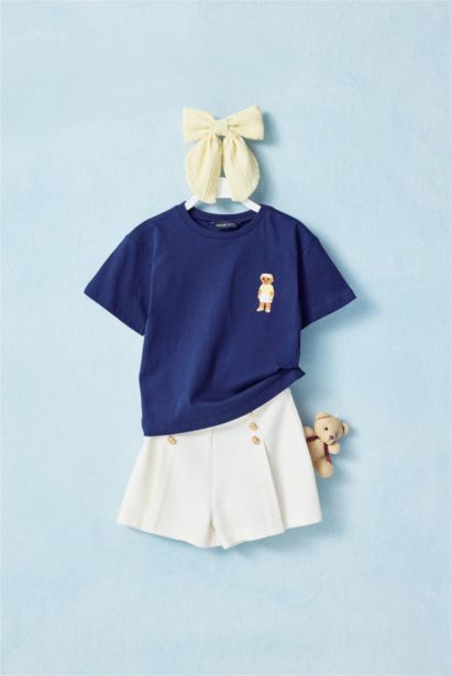 تيشيرت بولو بناتي نص ردن بيكيه مطبوع قصة عادية