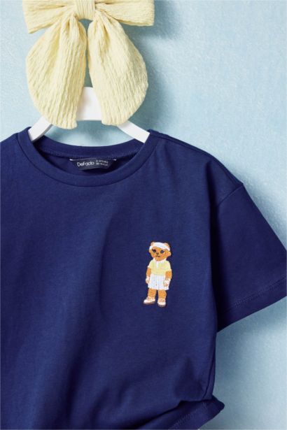 تيشيرت بولو بناتي نص ردن بيكيه مطبوع قصة عادية