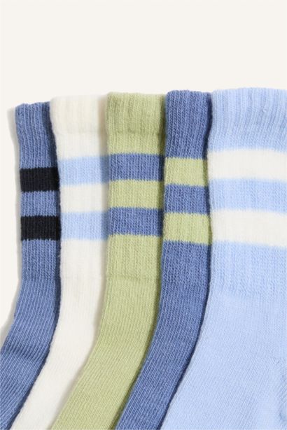 Dikişsiz 5'li Pamuklu Uzun Çorap Erkek Bebek