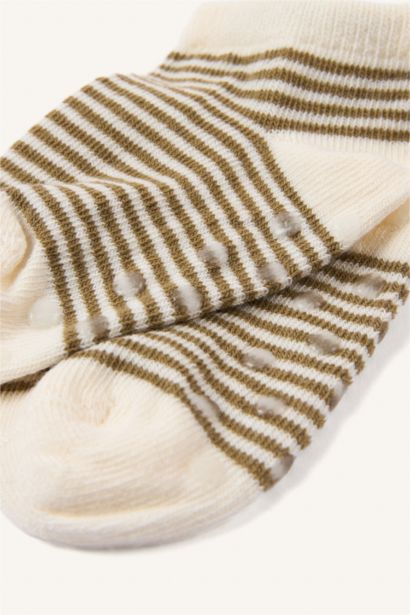 Hayvan Desenli Dikişsiz 4'lü Pamuklu Patik Çorap Erkek Bebek