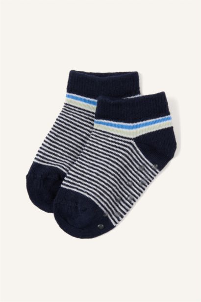 Çizgili Dikişsiz 5'li Pamuklu Patik Çorap Erkek Bebek