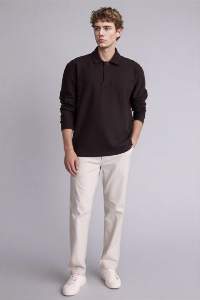 Regular Fıt Polo Yaka Pike Sweatshirt