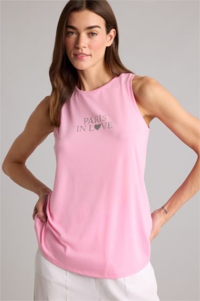 Майка Relax Fit с круглым вырезом и принтом-слоганом