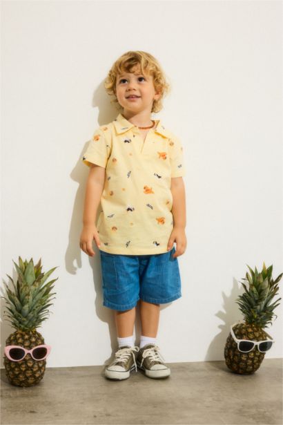 Baby Boy 2 piece Regular Fit Animal Print T-shirt and Shorts Set