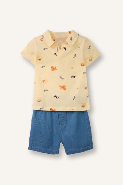 Baby Boy 2 piece Regular Fit Animal Print T-shirt and Shorts Set
