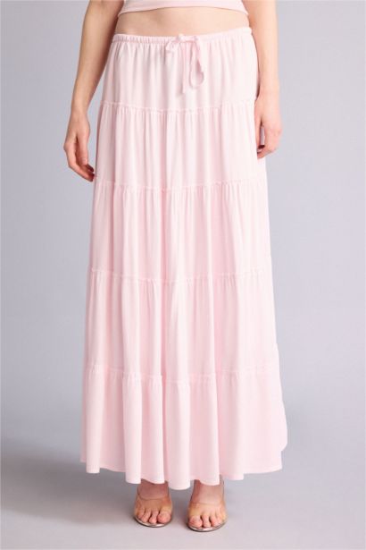 Normal Bel Kırışık dokulu Maxi Etek