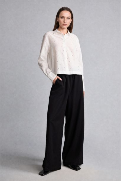 Relaxed Fit Brode Uzun Kollu Gömlek