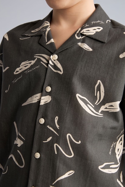 Boy Regular Fit Tropical Linen Look Shirt