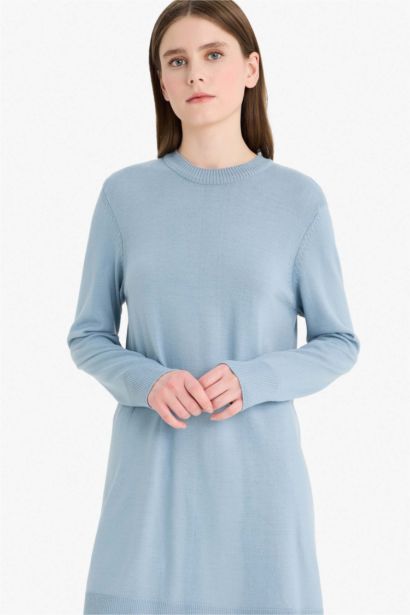 Regular Fit Slit Basic Long Sleeve Tunic