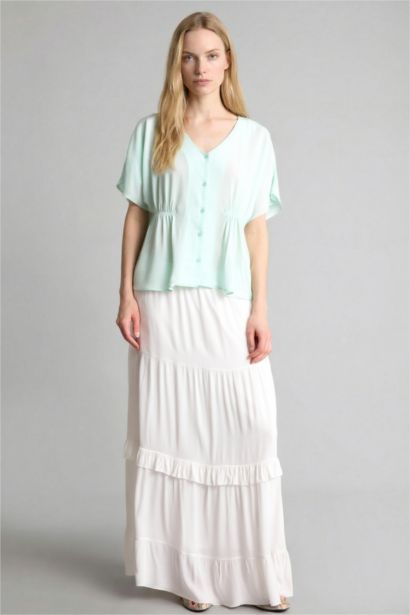 Relaxed Fit Kısa kollu Krinkıl Gömlek