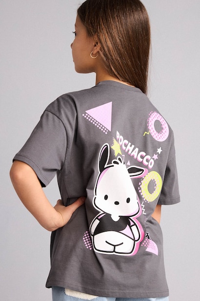 %100 Pamuk Pochacco Oversize Tişört Kız Çocuk