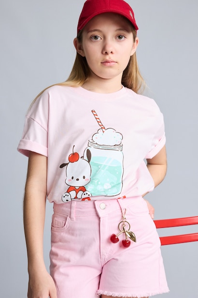 T-shirt Pochacco à col rond manches courtes Coupe décontractée pour fille