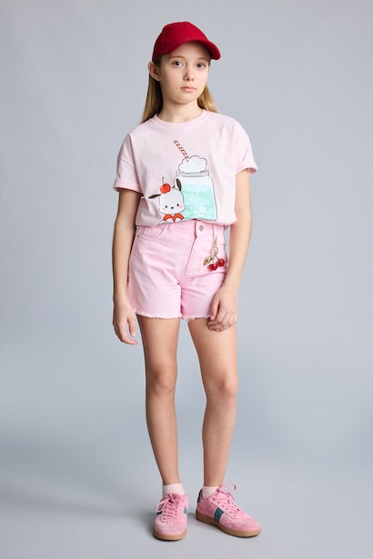 T-shirt Pochacco à col rond manches courtes Coupe décontractée pour fille