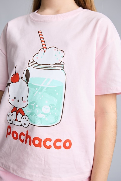 T-shirt Pochacco à col rond manches courtes Coupe décontractée pour fille