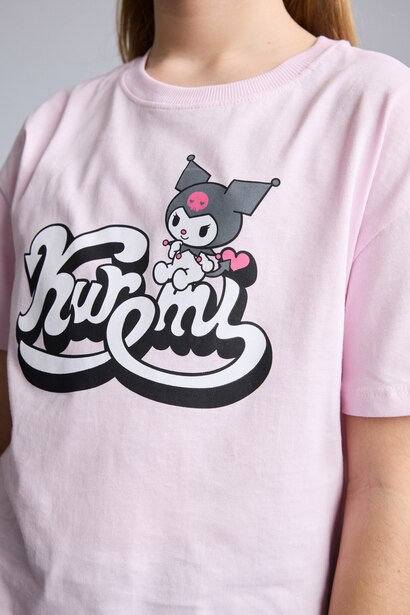 T-shirt Kuromi à col rond manches courtes Coupe décontractée pour fille