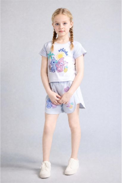 Lilo & Stitch Fitted Ribana Tişört Kız Çocuk