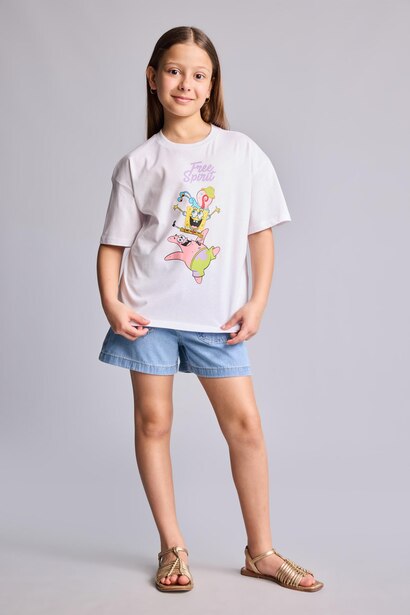 Girl Oversize Fit SpongeBob Licensed Short Sleeve T-Shirt
