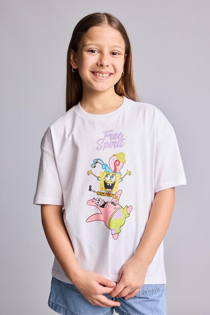 Girl Oversize Fit SpongeBob Licensed Short Sleeve T-Shirt