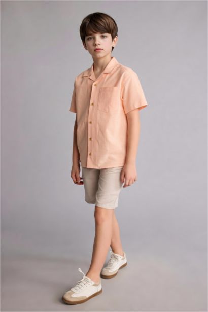 Regular Fit Keten Karışımlı Şort Erkek Çocuk