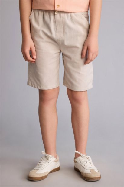 Regular Fit Keten Karışımlı Şort Erkek Çocuk