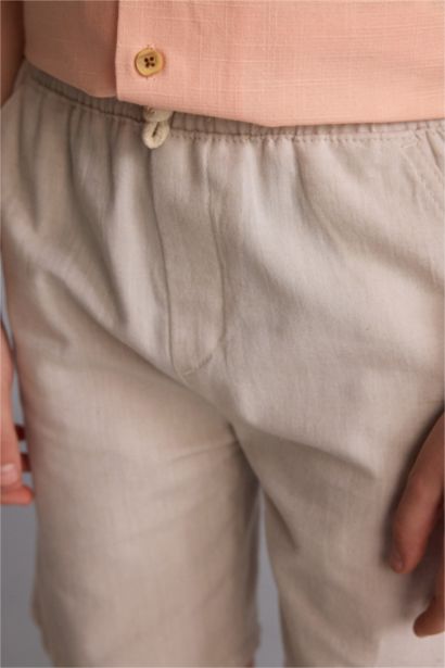 Regular Fit Keten Karışımlı Şort Erkek Çocuk