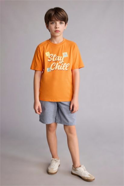 Regular Fit Keten Karışımlı Şort Erkek Çocuk