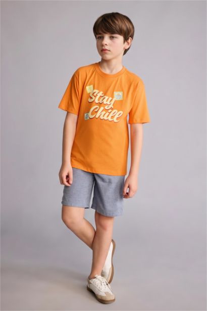 Regular Fit Keten Karışımlı Şort Erkek Çocuk