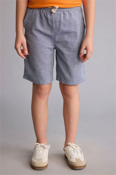 Regular Fit Keten Karışımlı Şort Erkek Çocuk
