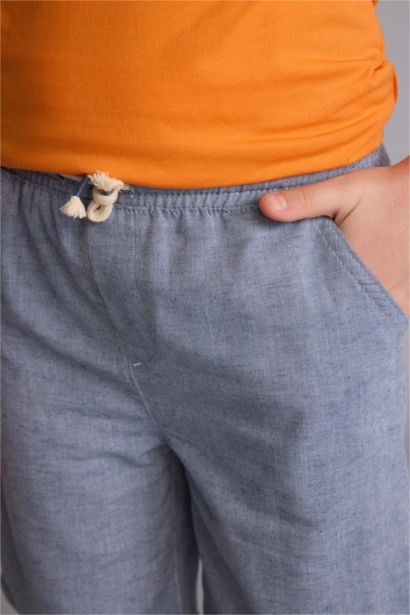 Regular Fit Keten Karışımlı Şort Erkek Çocuk