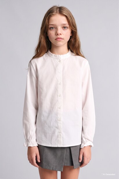 Girl Regular Fit Poplin Long Sleeve Shirt