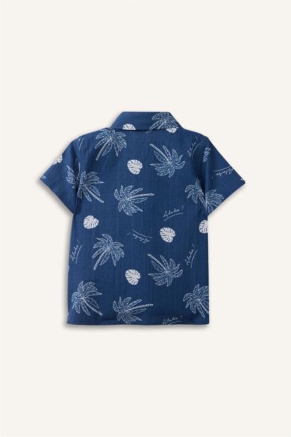 Baby Boy Oversize Fit Tropical Patterned Short Sleeve Shirt