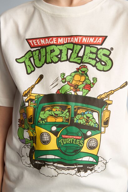 %100 Pamuk Nınja Turtles-Retro New Regular Fıt Bisiklet Yaka Kısa Kollu Tişört Erkek Çocuk