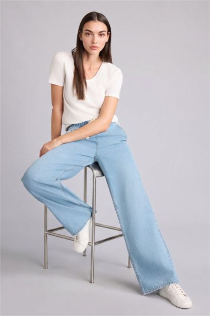 Wide Leg Yüksek bel Jean Pantolon