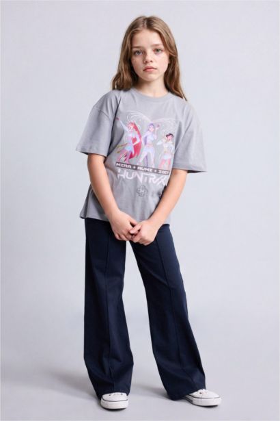 Wide Leg Gabardine Trousers