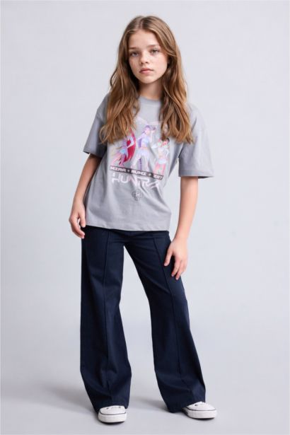 Wide Leg Gabardine Trousers