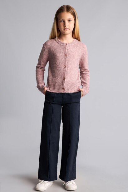 Girl Wide Leg Gabardine Trousers