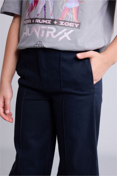 Wide Leg Gabardine Trousers