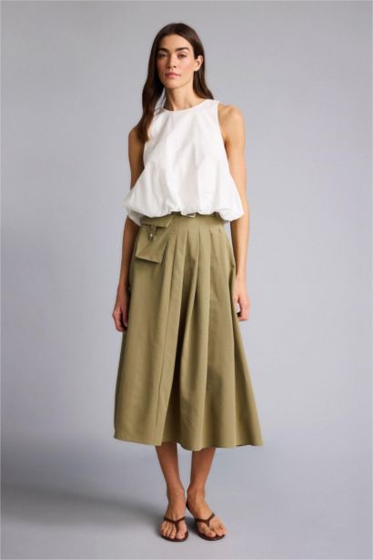 A Kesim Normal Bel Terry Cotton Midi Etek