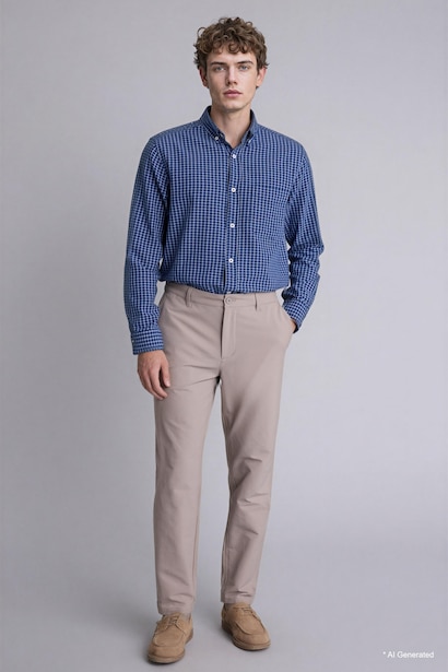 Regular Fit Polo Shirt Oxford Long Sleeve Shirt