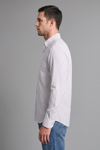 Regular Fit 100% Cotton Striped Long Sleeve Shirt