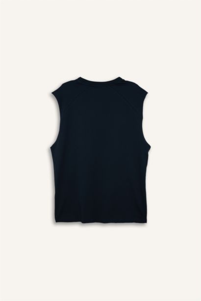 Boxy Fit Slogan Pattern Crew Neck Short Sleeve Tank Top