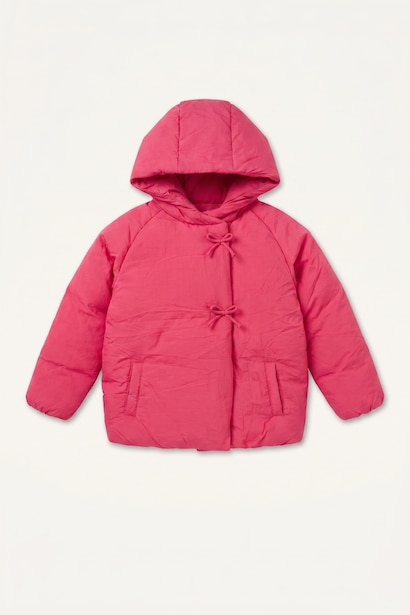 Fiyonklu Kapüşonlu Mont Kız Bebek