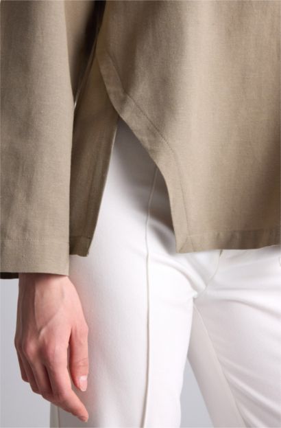 Regular Fıt Keten Karışımlı Uzun Kollu Tunik