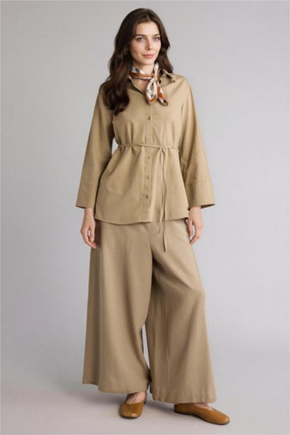 Culotte Fit Linen Blended Trousers