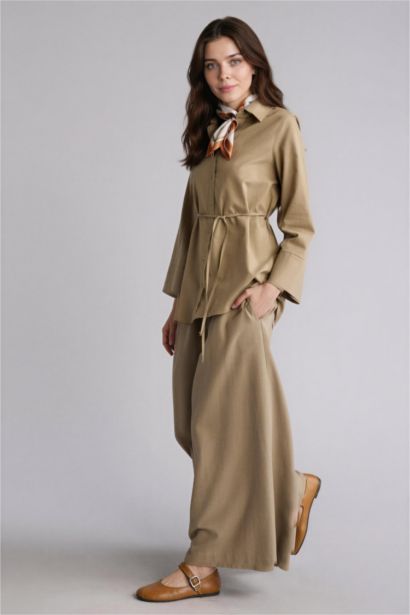 Culotte Fit Linen Blended Trousers