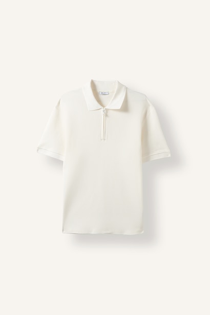 Yarım Fermuarlı Basic Polo Tişört