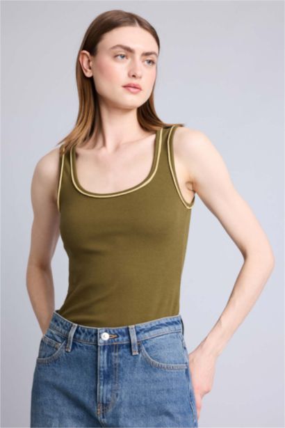 Slim Fit Ribana U Collar Tank Top